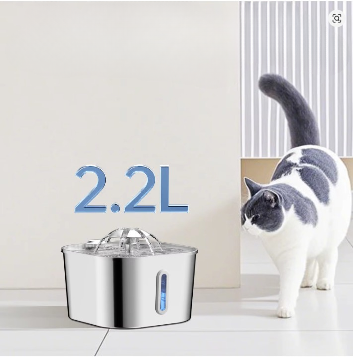 Fontaine Automatique en Acier Inoxydable pour Chat – Ultra Silencieuse 2,2 L